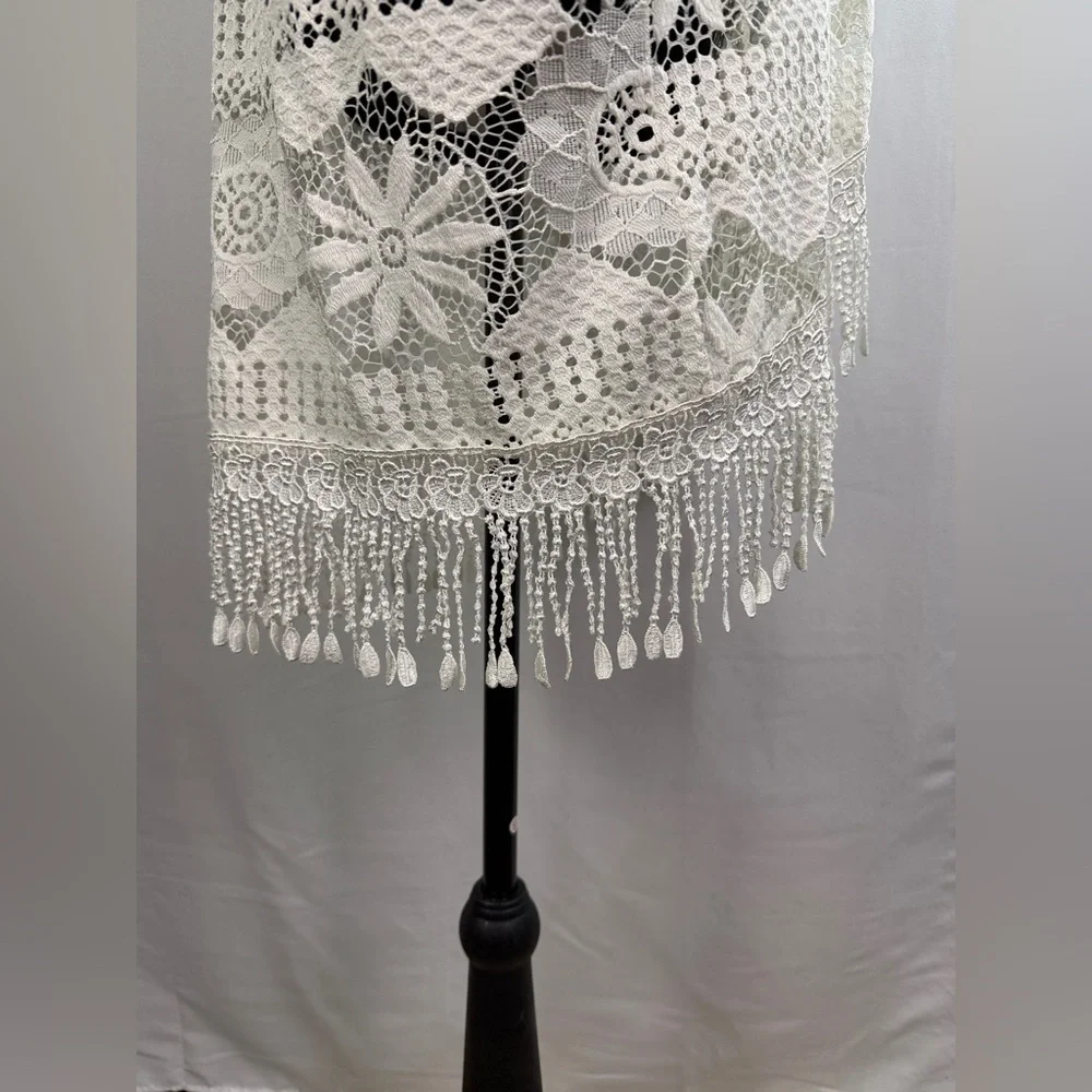 Cal Style USA White Lace Kimono Duster Boho Crochet - Size XL-3XL - Picture 3 of 9